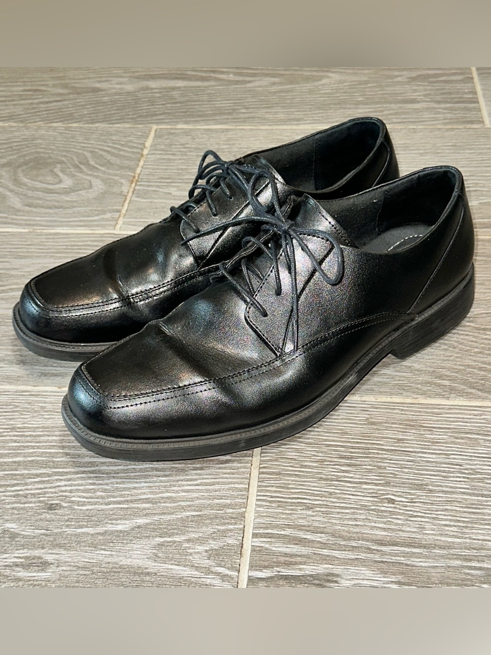 Bostonian Ipswich Men's Black Leather Apron Toe Derby Shoes Size 13M Comfort